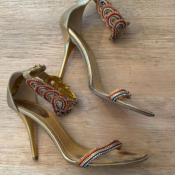 Rene Caovilla Shoes - Rene Caovilla gorgeous gold and rhinestone heels size 39